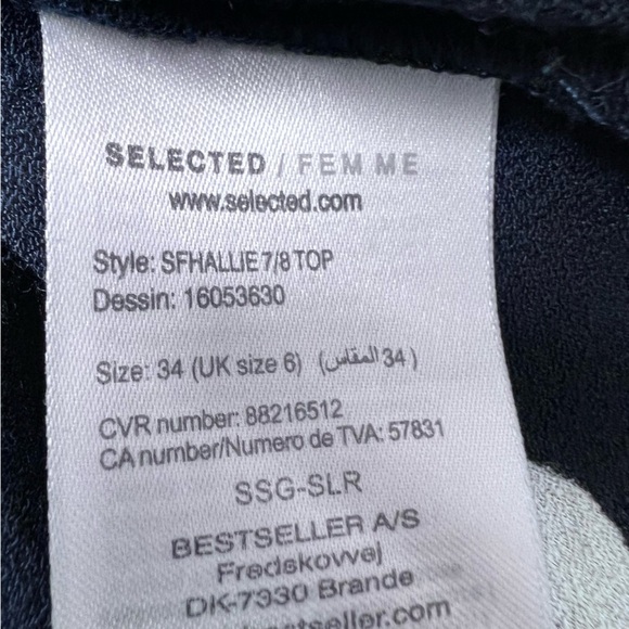 Selected Femme Navy Blue & White Polka Dot Vneck Sweater Size 34 - Picture 11 of 11